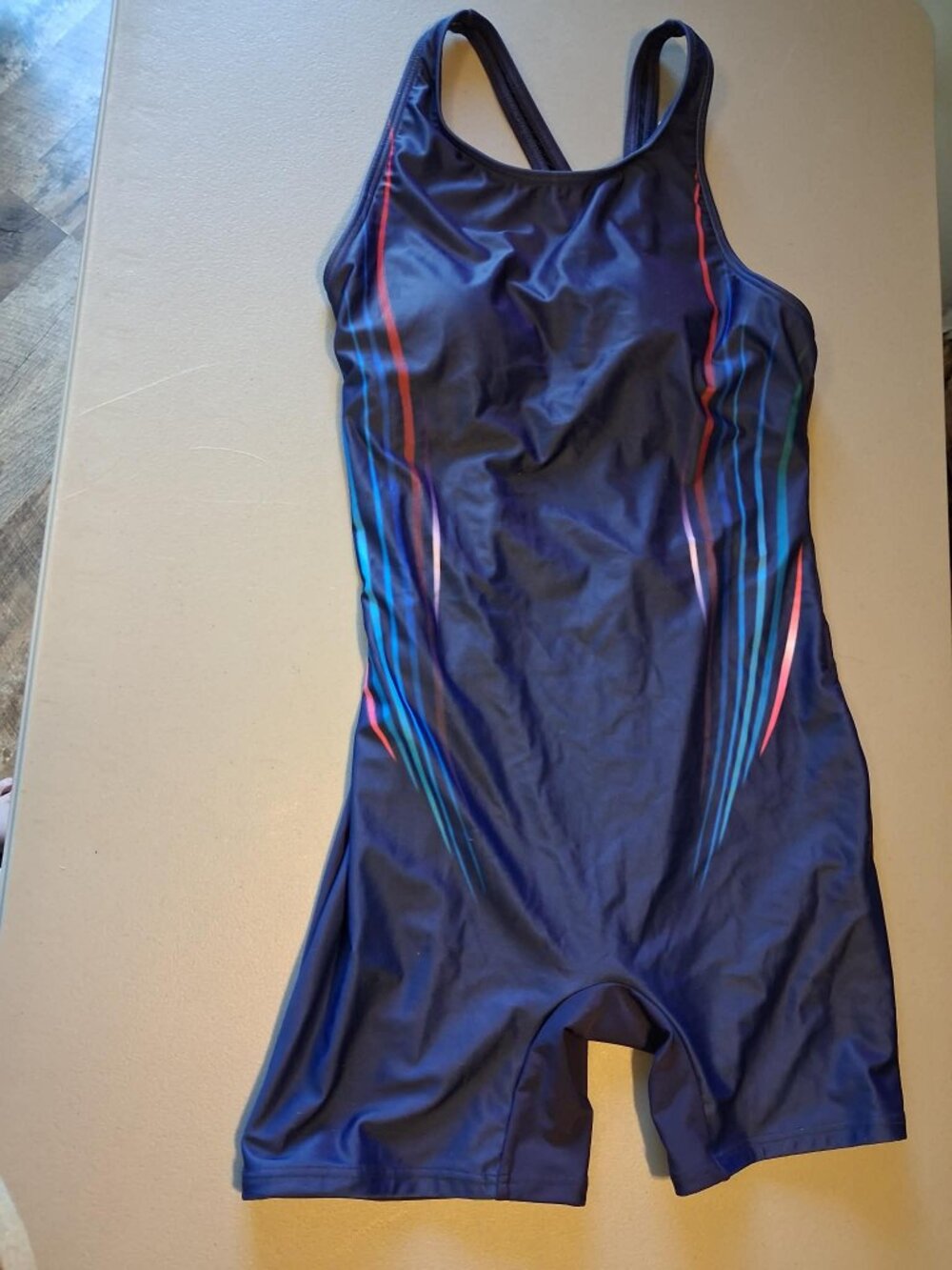 NWT Attraco One Piece Swimsuit Size Small Navy Racerback Swim Romper UPF 50+